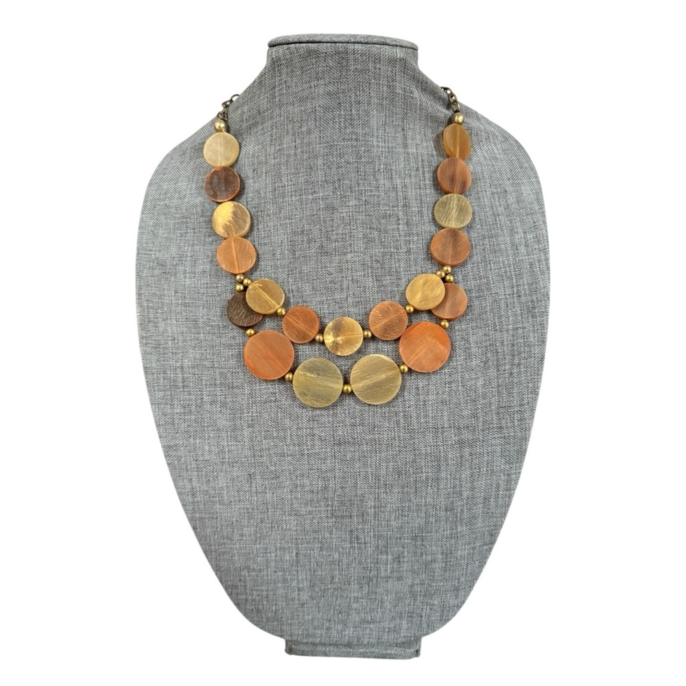 Anju Jewelry Omala Citrus Sunshine Discs Bib Necklace Gold Brown Boho
